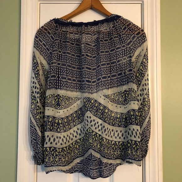 Gypsy 05 Silk Printed Peasant Blouse Multi Azure - Picture 7 of 8